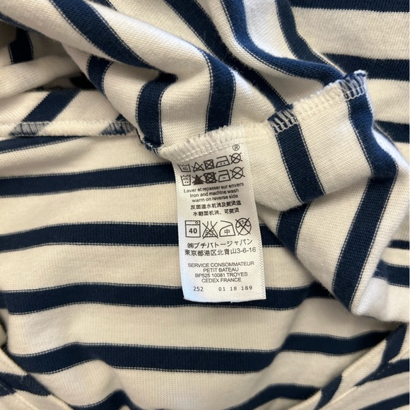 Petit Bateau cotton pullover dress, pleated skirt, navy and white stripes, sm - Picture 4 of 7